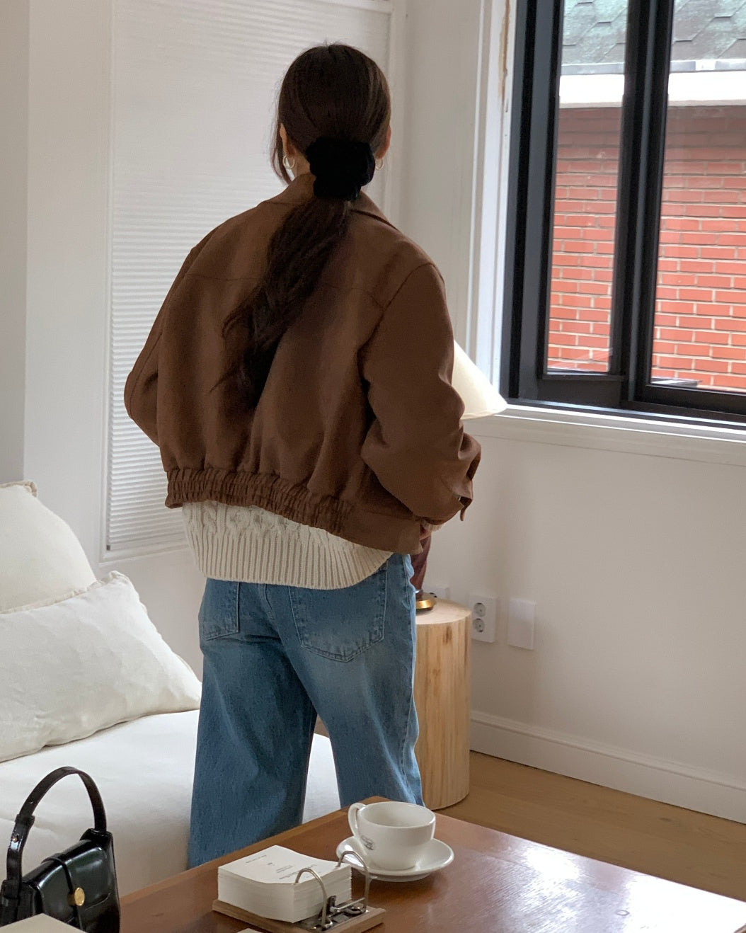 Faux Suede Blouson Jacket