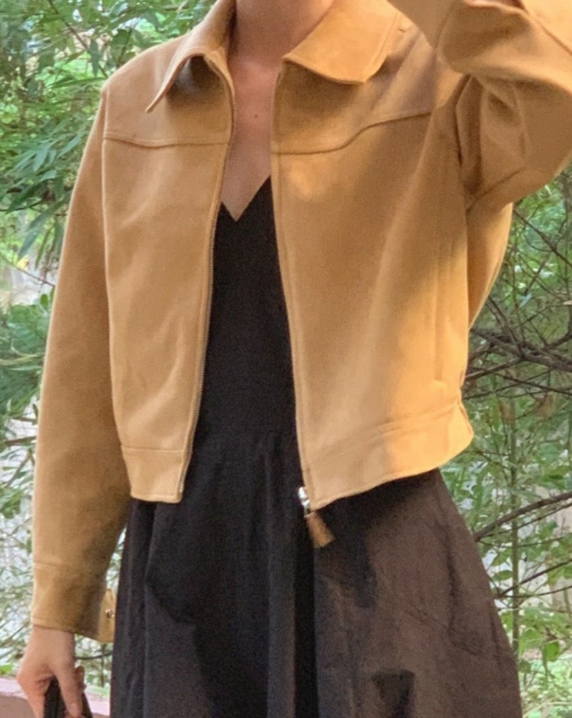 Faux Suede Blouson Jacket