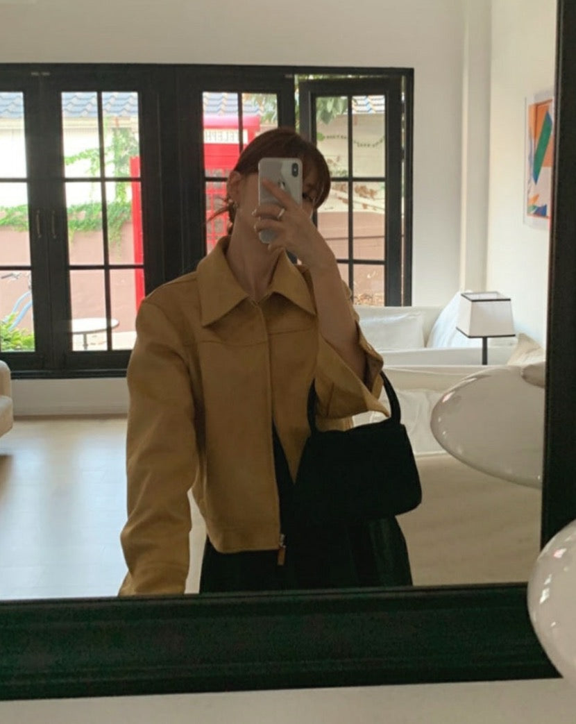 Faux Suede Blouson Jacket