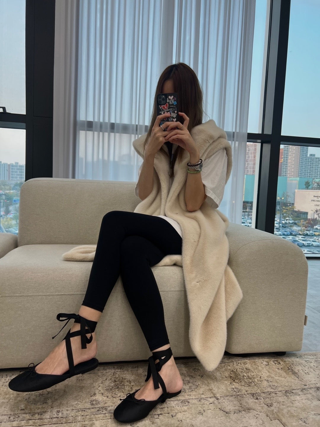 Faux Fur Hooded Robe Vest