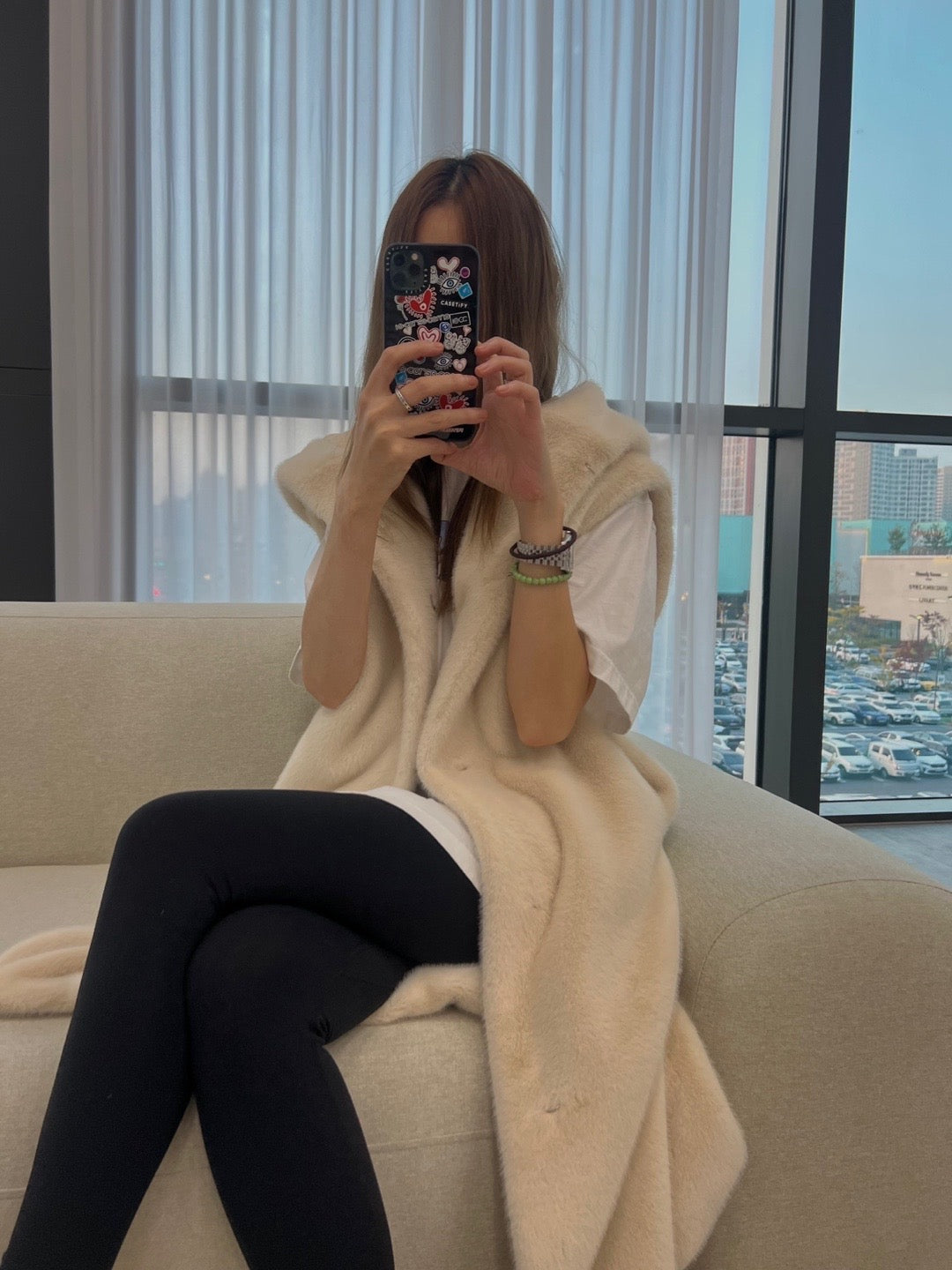 Faux Fur Hooded Robe Vest
