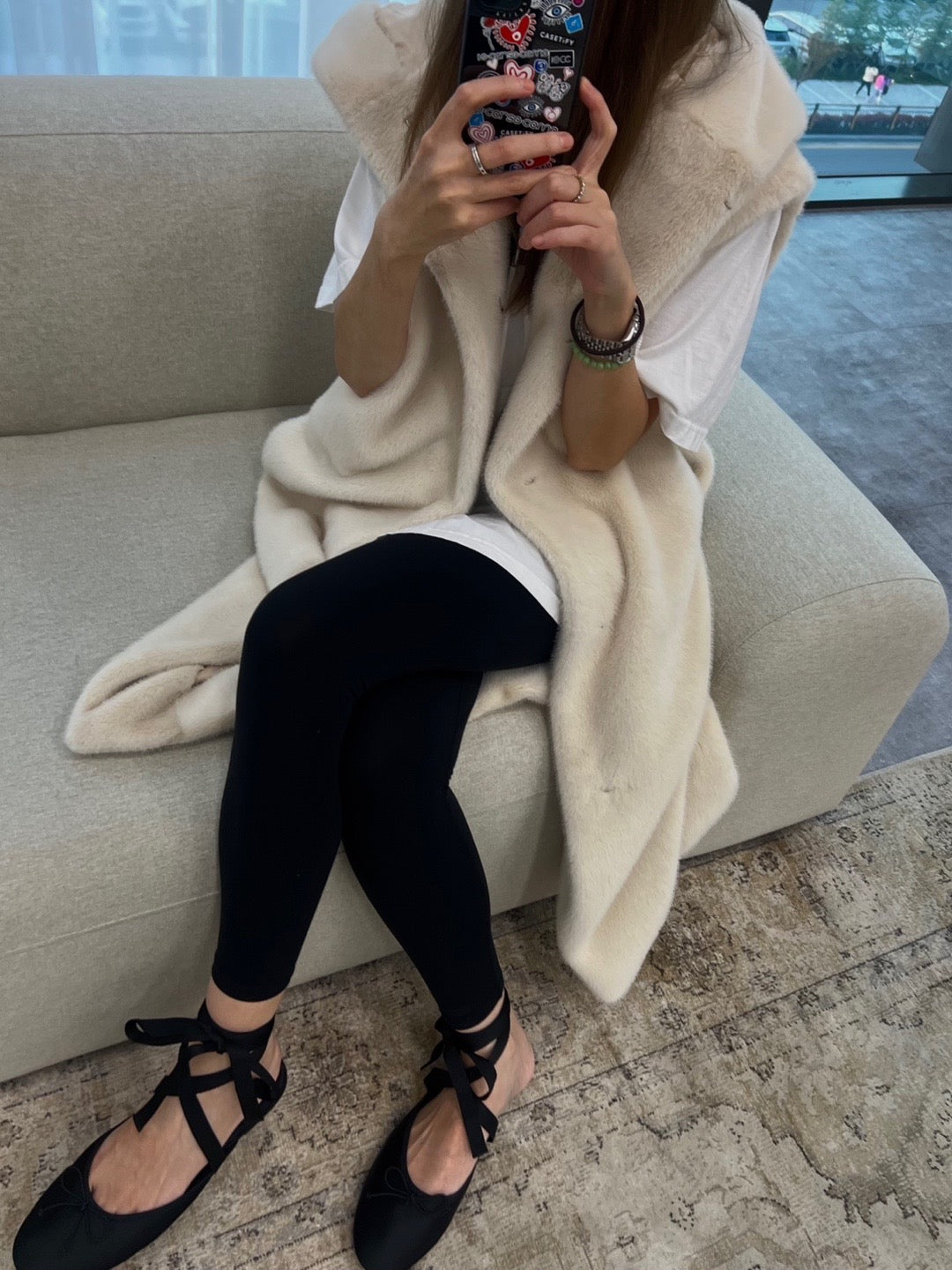 Faux Fur Hooded Robe Vest