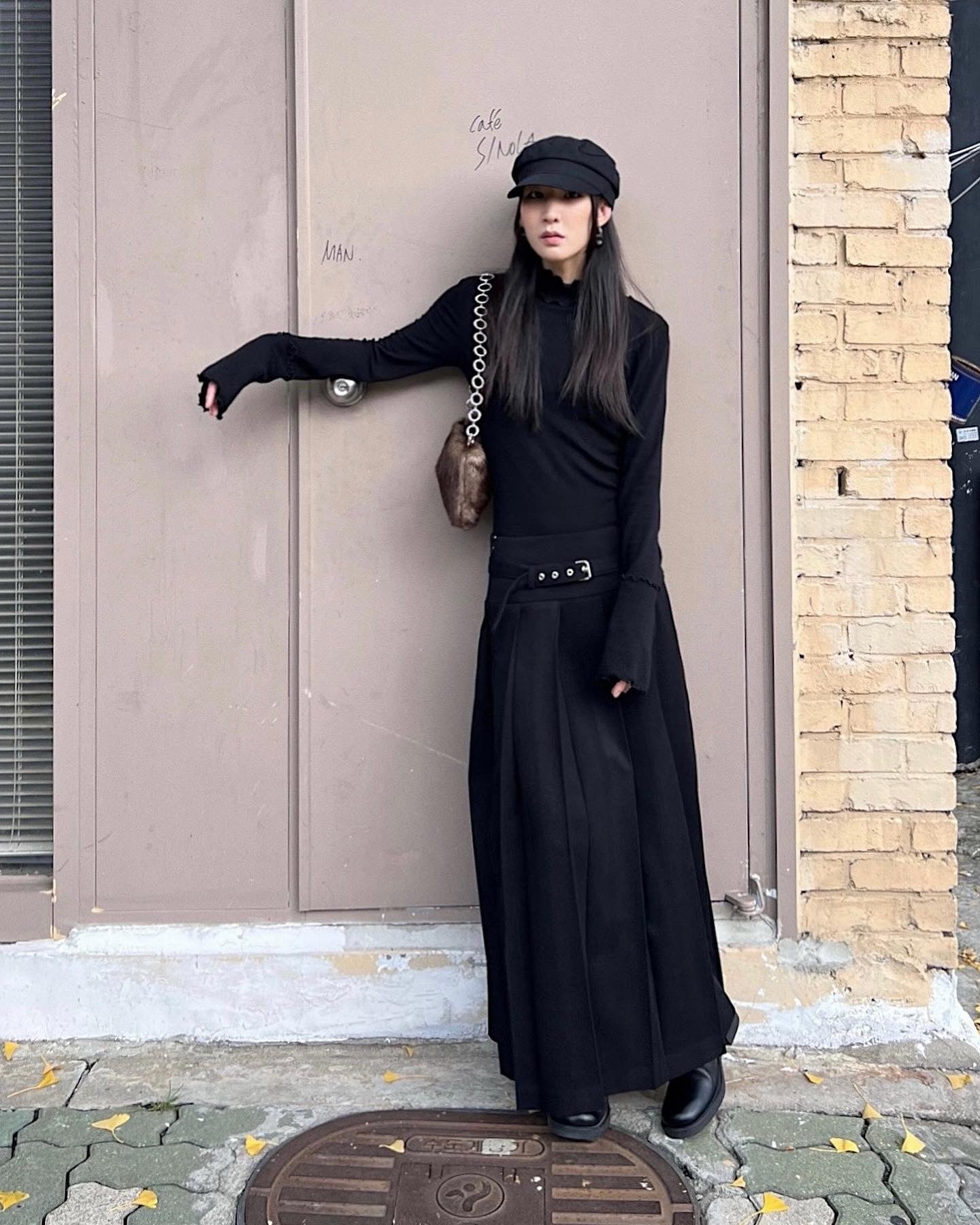 Pleated Wool Blend Maxi Skirt - only S In stock