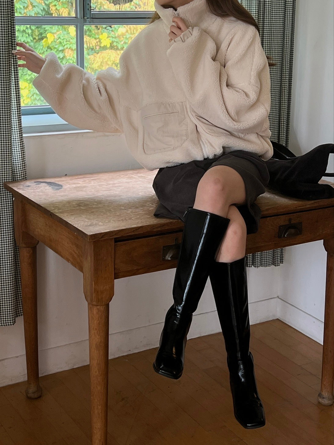 Snow Nylon Patched Fleece Jacket