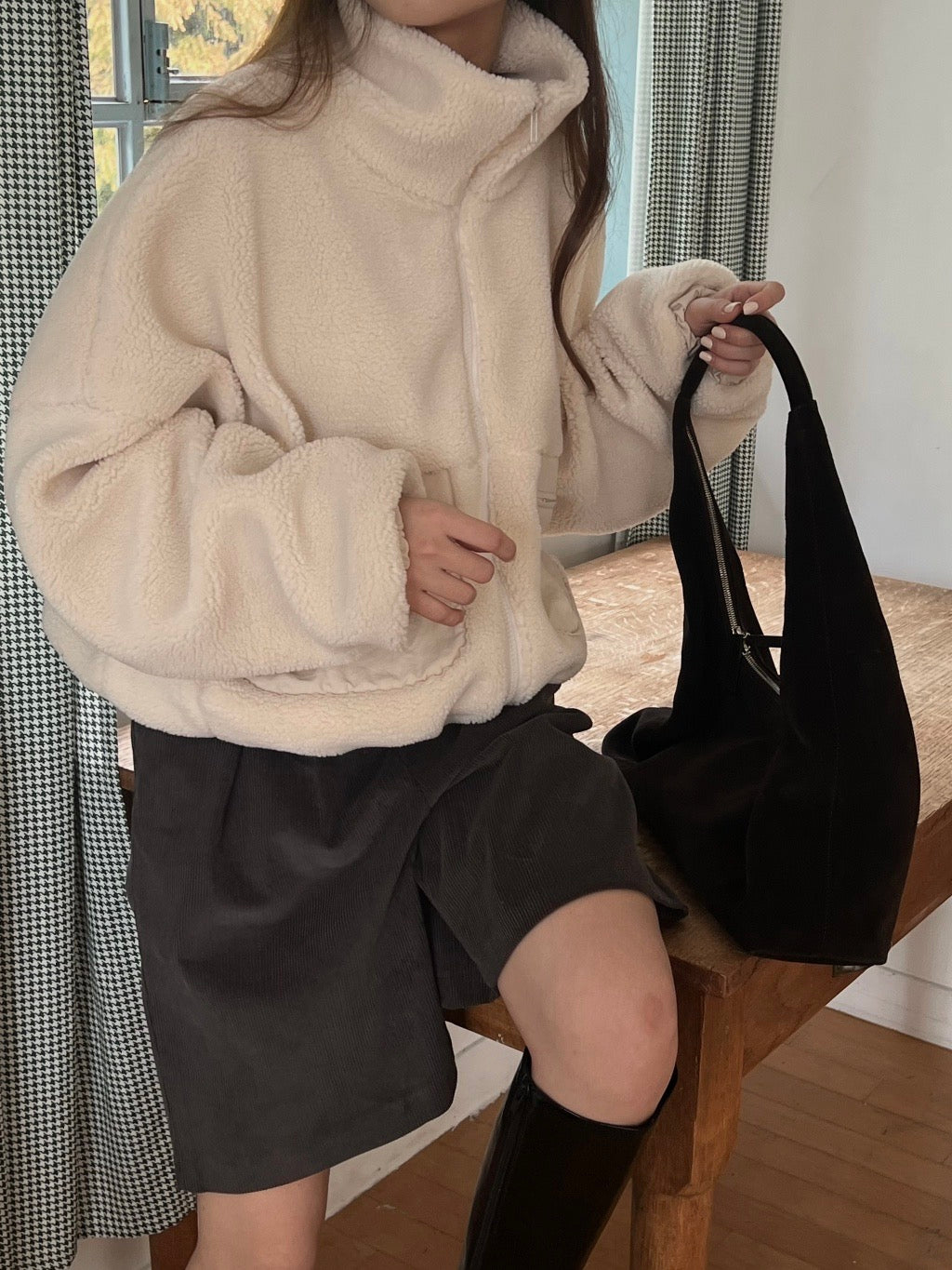 Snow Nylon Patched Fleece Jacket