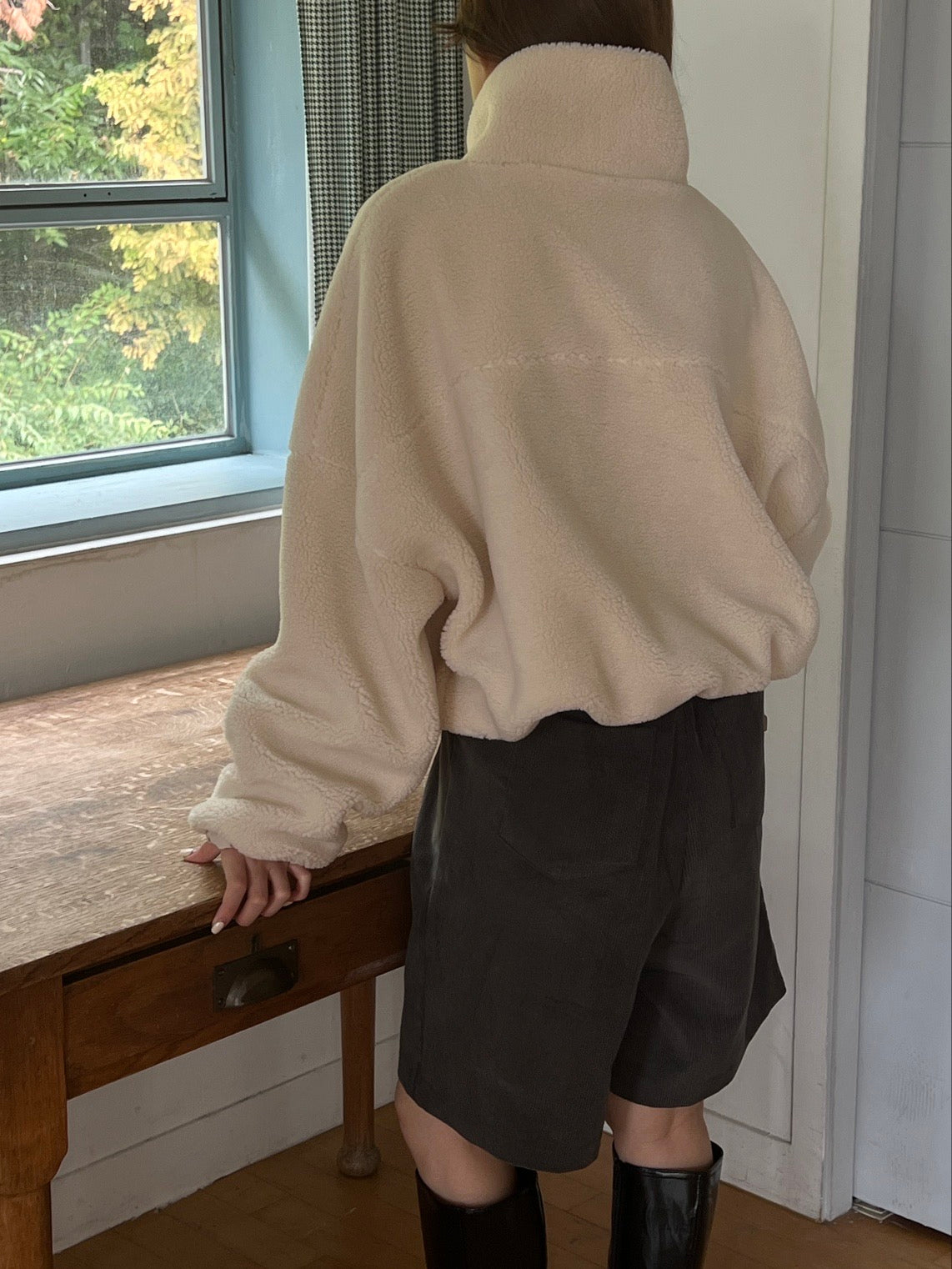 Snow Nylon Patched Fleece Jacket