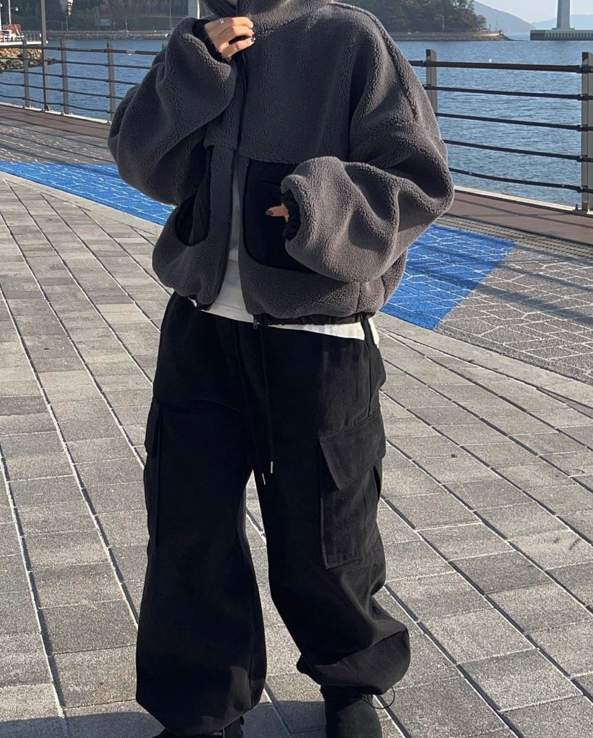 Snow Nylon Patched Fleece Jacket