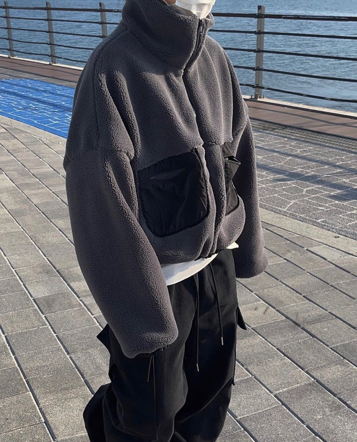 Snow Nylon Patched Fleece Jacket