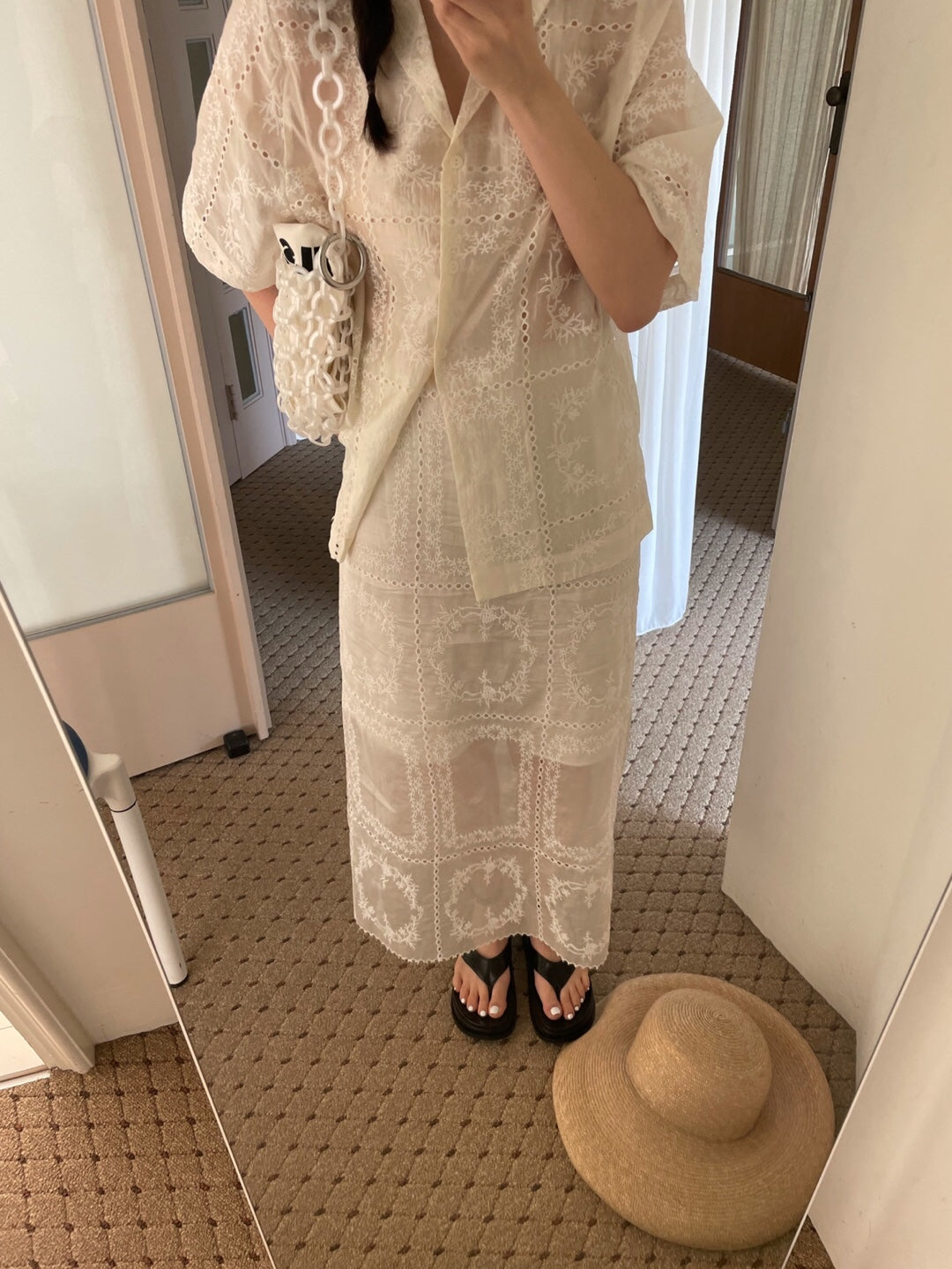 Embroidered Sheer Organza Skirt