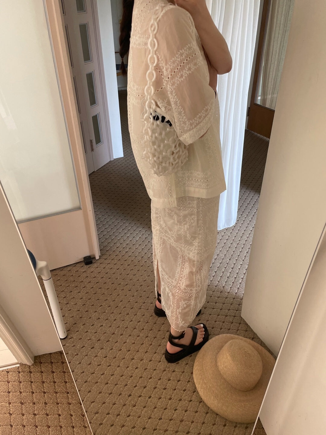 Embroidered Sheer Organza Skirt