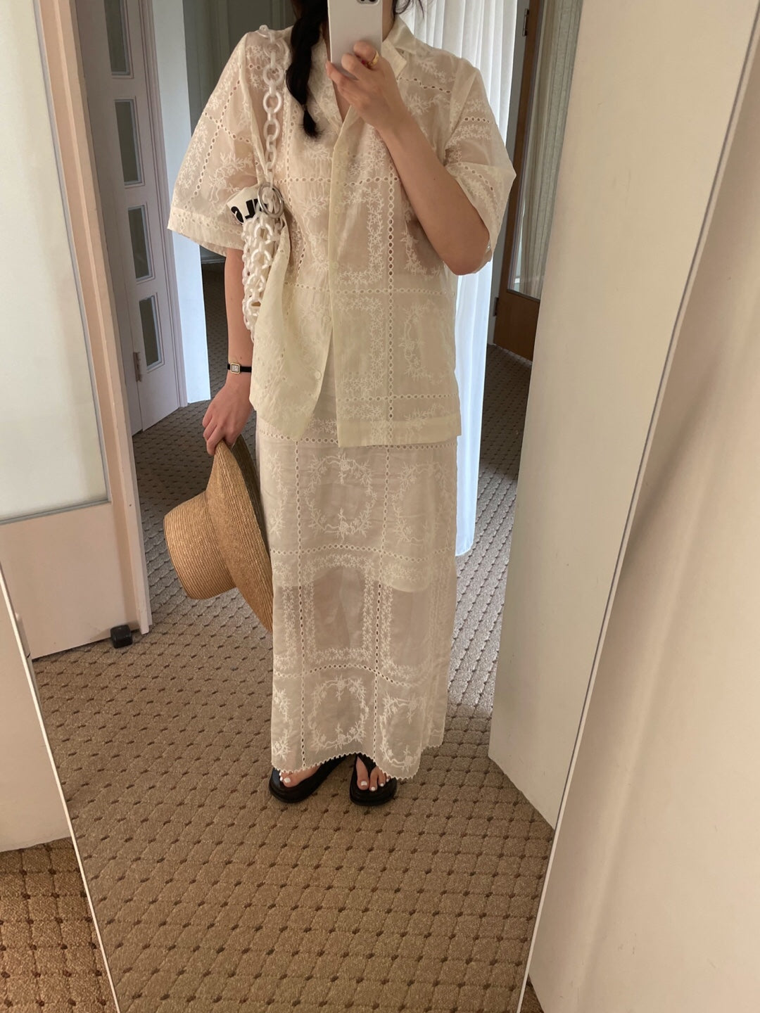 Embroidered Sheer Organza Skirt