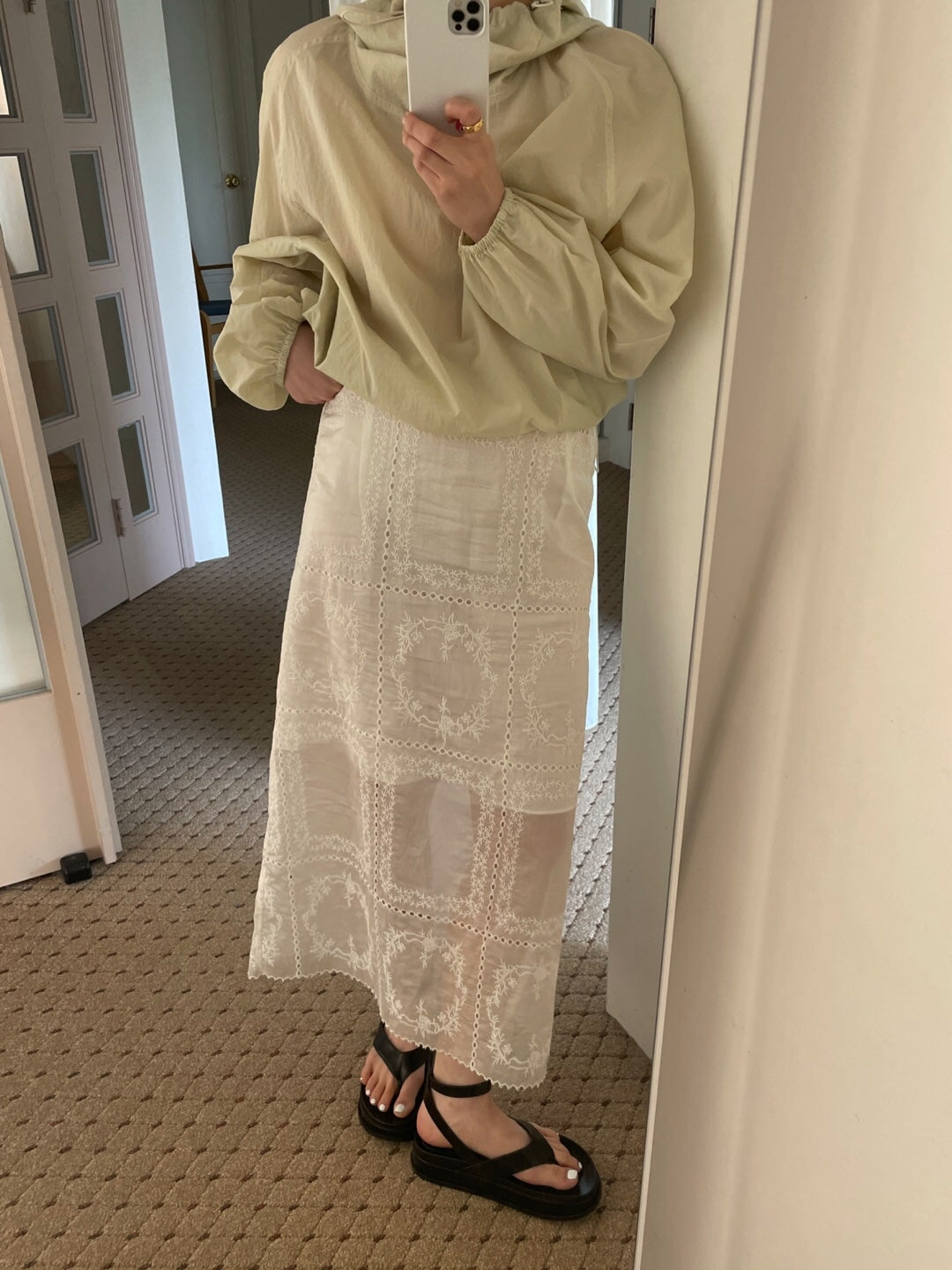 Embroidered Sheer Organza Skirt