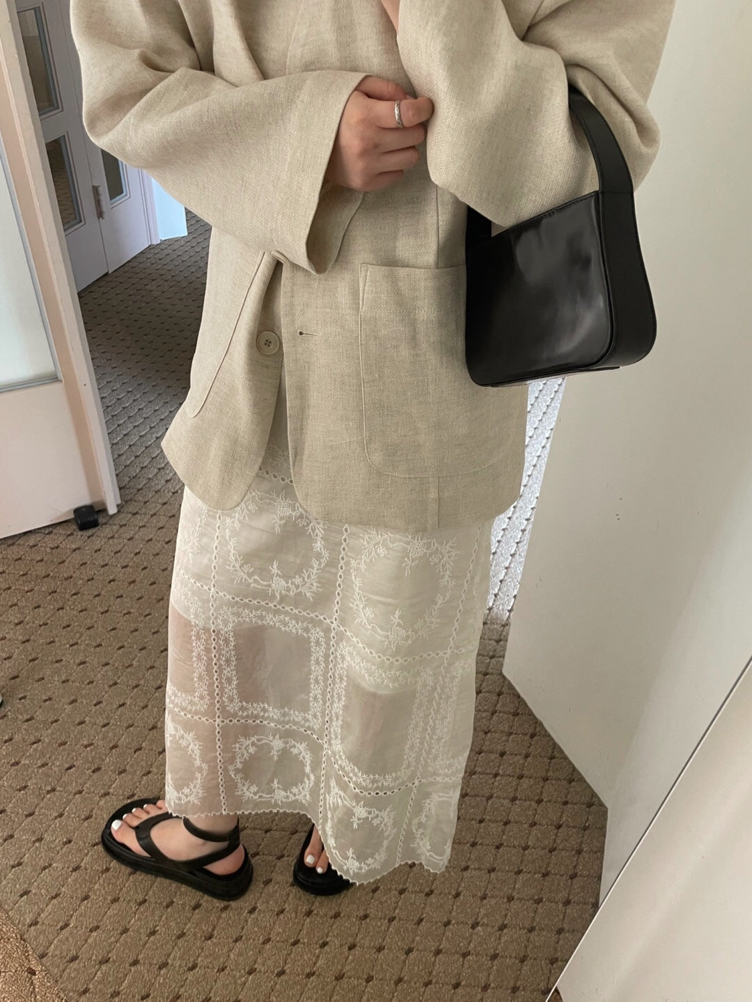 Embroidered Sheer Organza Skirt