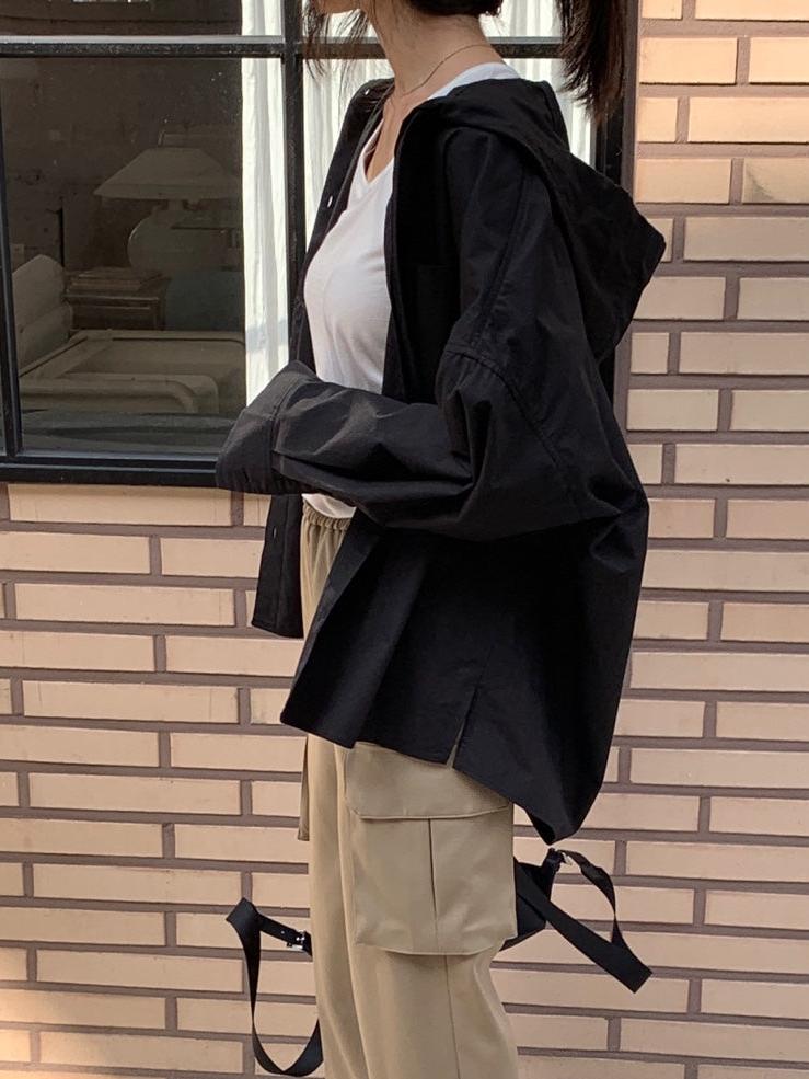 Cotton Hooded Shirt Jacket