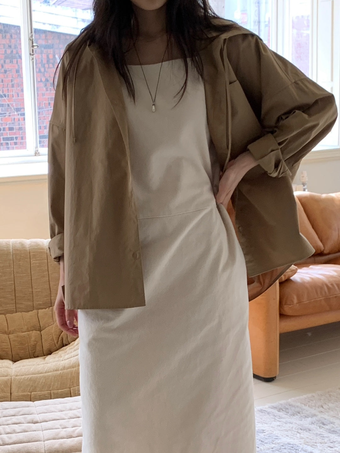 Cotton Hooded Shirt Jacket