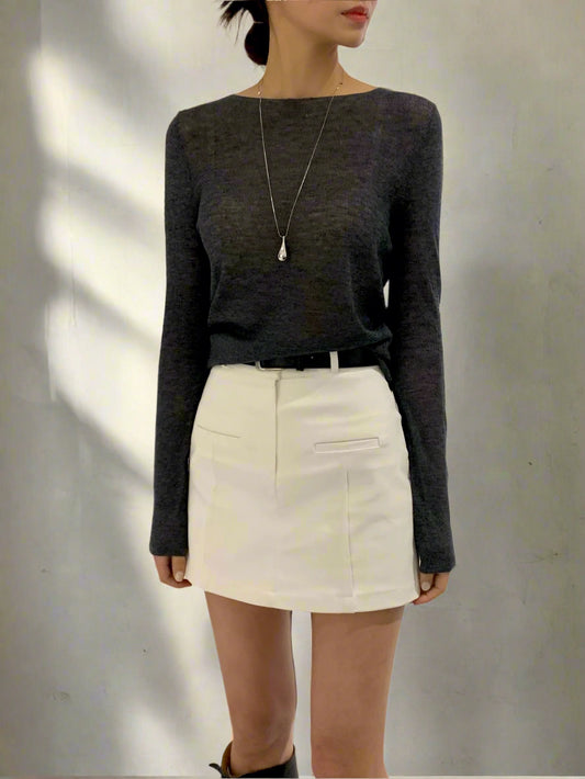 <Essential> <Pre-Order> Summer Wool Crepe Knit Long Sleeve T