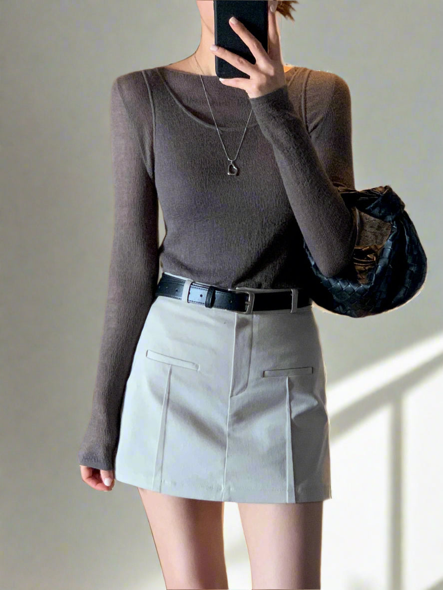 <Essential> Sheer Wool Crepe Knit Tank Top