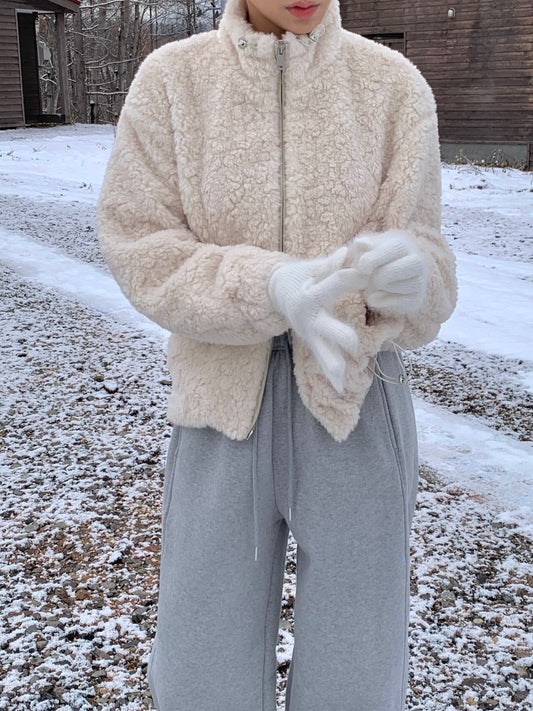 Wool Fleece Zip Up Blousan Jacket