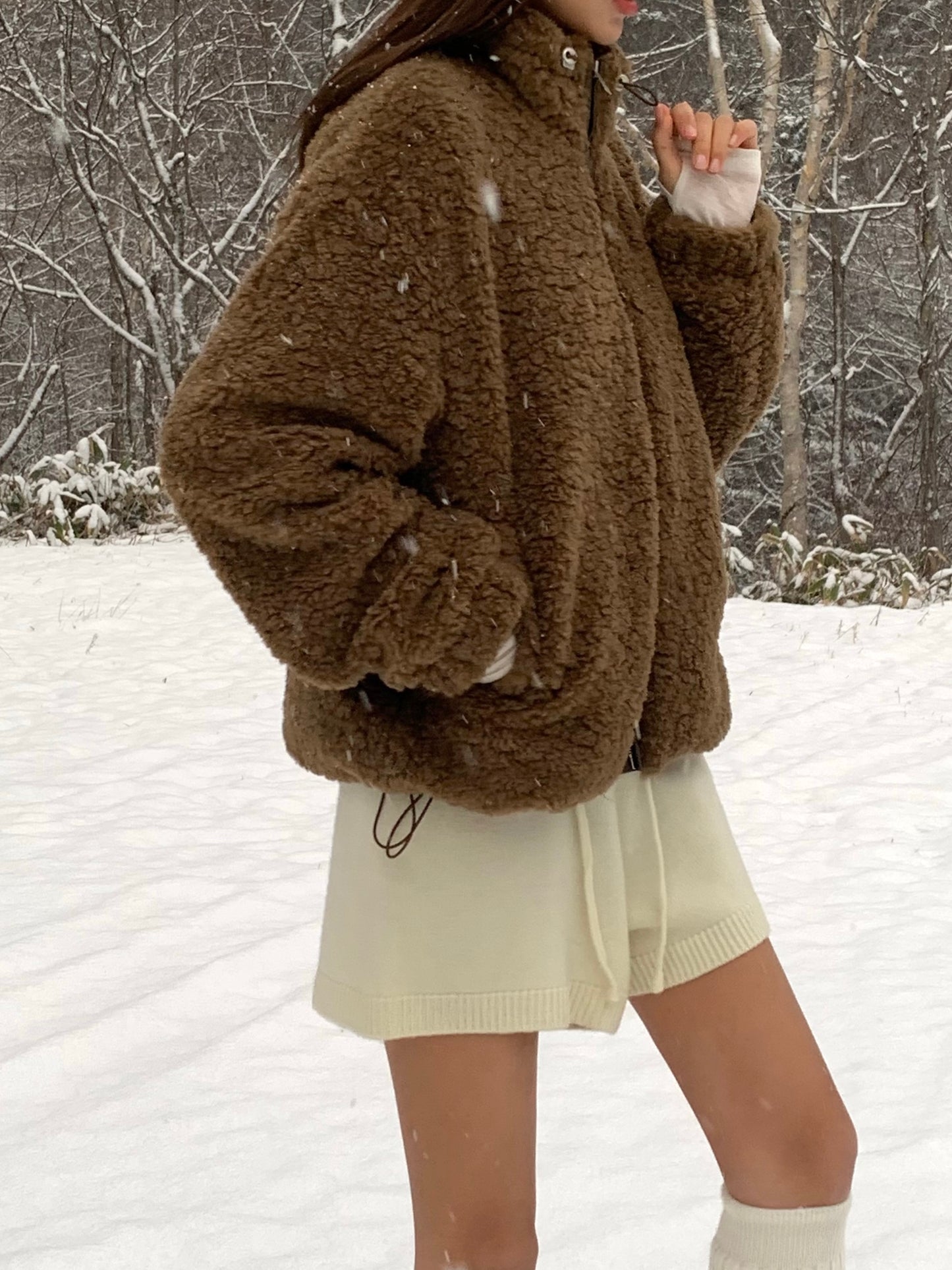 Wool Fleece Zip Up Blousan Jacket