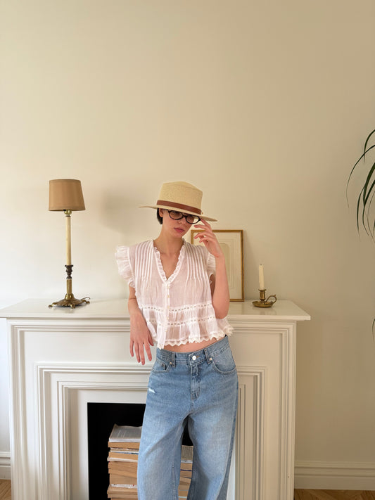 <Pre-Order> Linen Lace Inlay Top