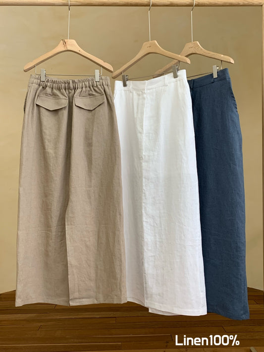 <Pre-Order> Linen Straight Long Skirt
