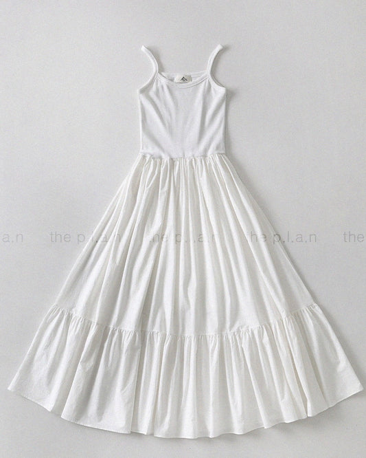 Cotton Combo Tiered Maxi Dress