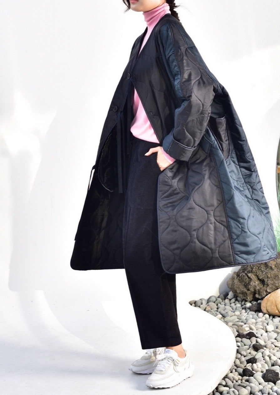 Quilted Nylon Patched Coat