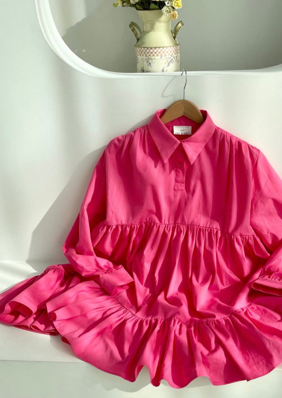 Tiered Mini Shirt Baby Doll Dress- Last one 1 in Ivory!
