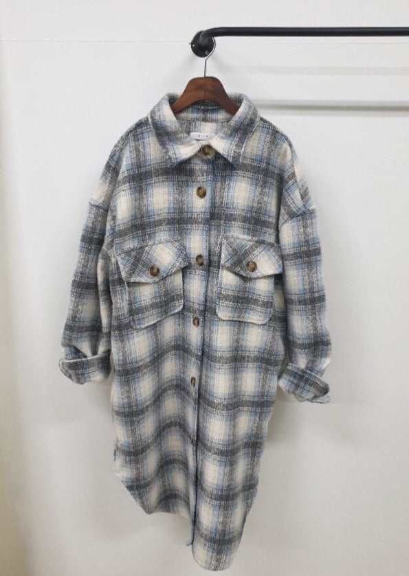 Wool Plaid Shirt Coat