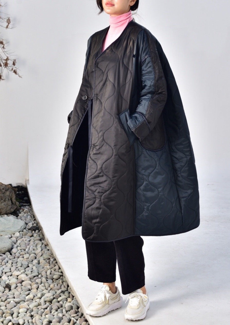 Quilted Nylon Patched Coat