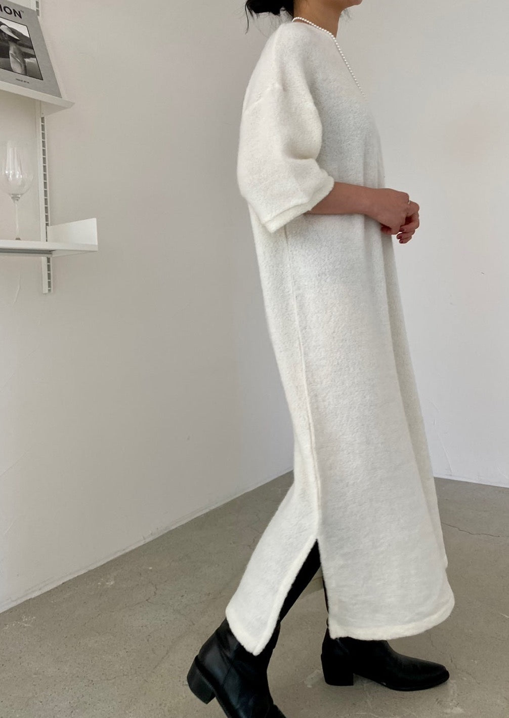 Boucle Knit Maxi Tunic Dress