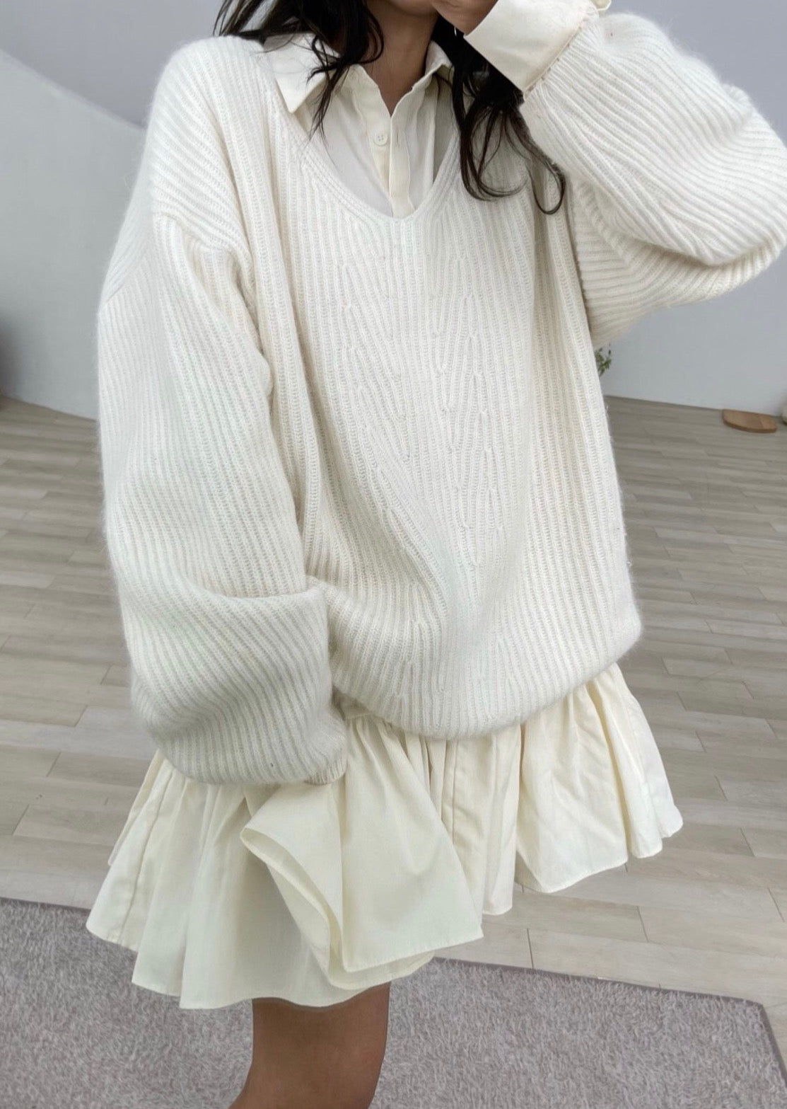 Tiered Mini Shirt Baby Doll Dress- Last one 1 in Ivory!