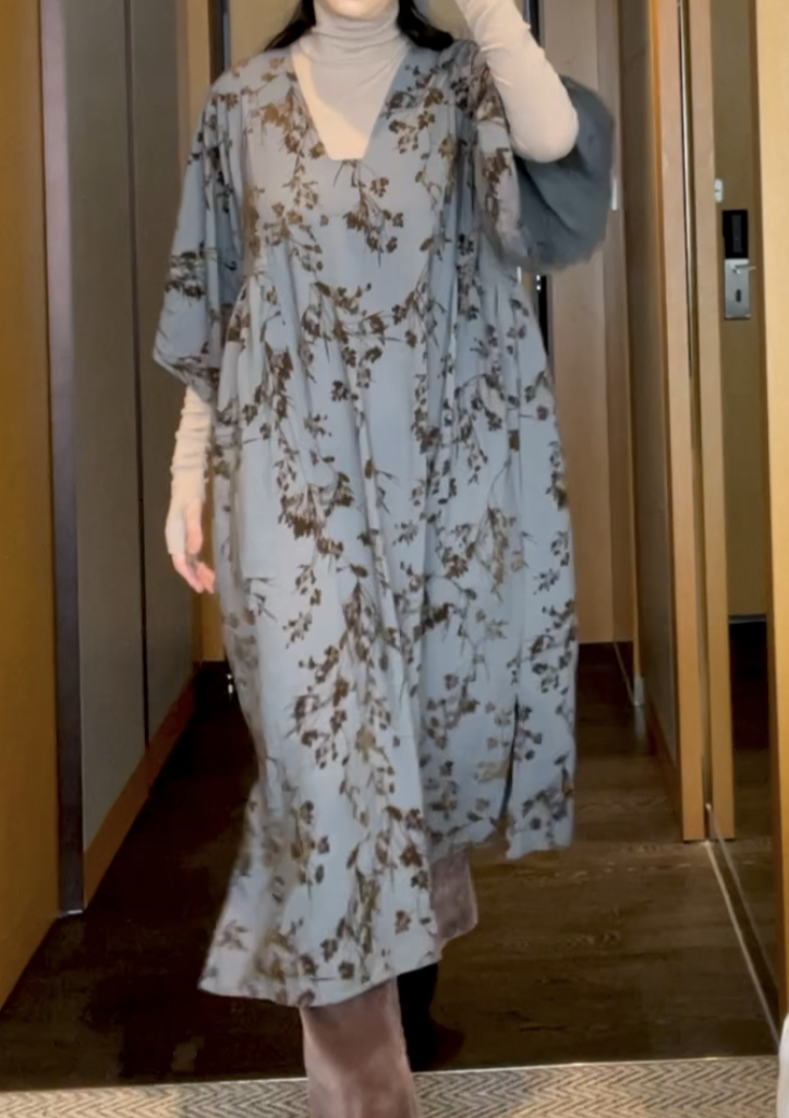 Velvet Flocked Caftan Dress