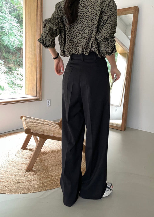 Lux Wide Leg Slacks Black