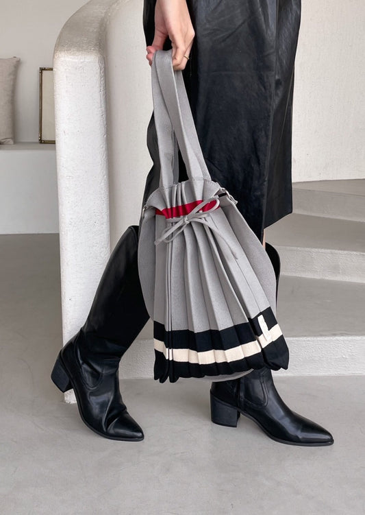 Medium Stripe Pleats Shoulder Bag