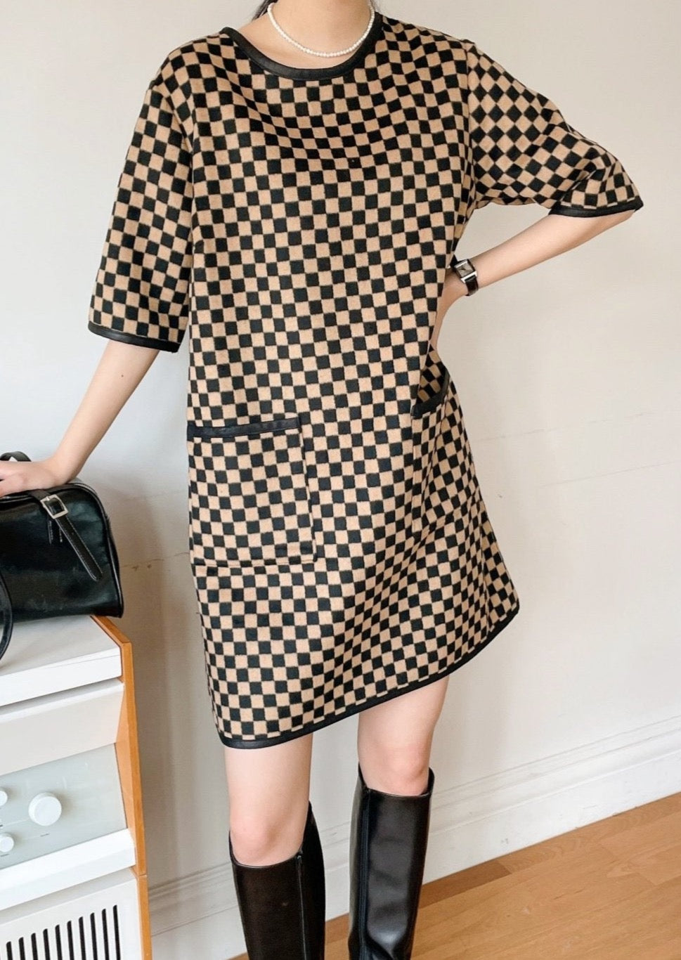 Checkerboard Shift Dress