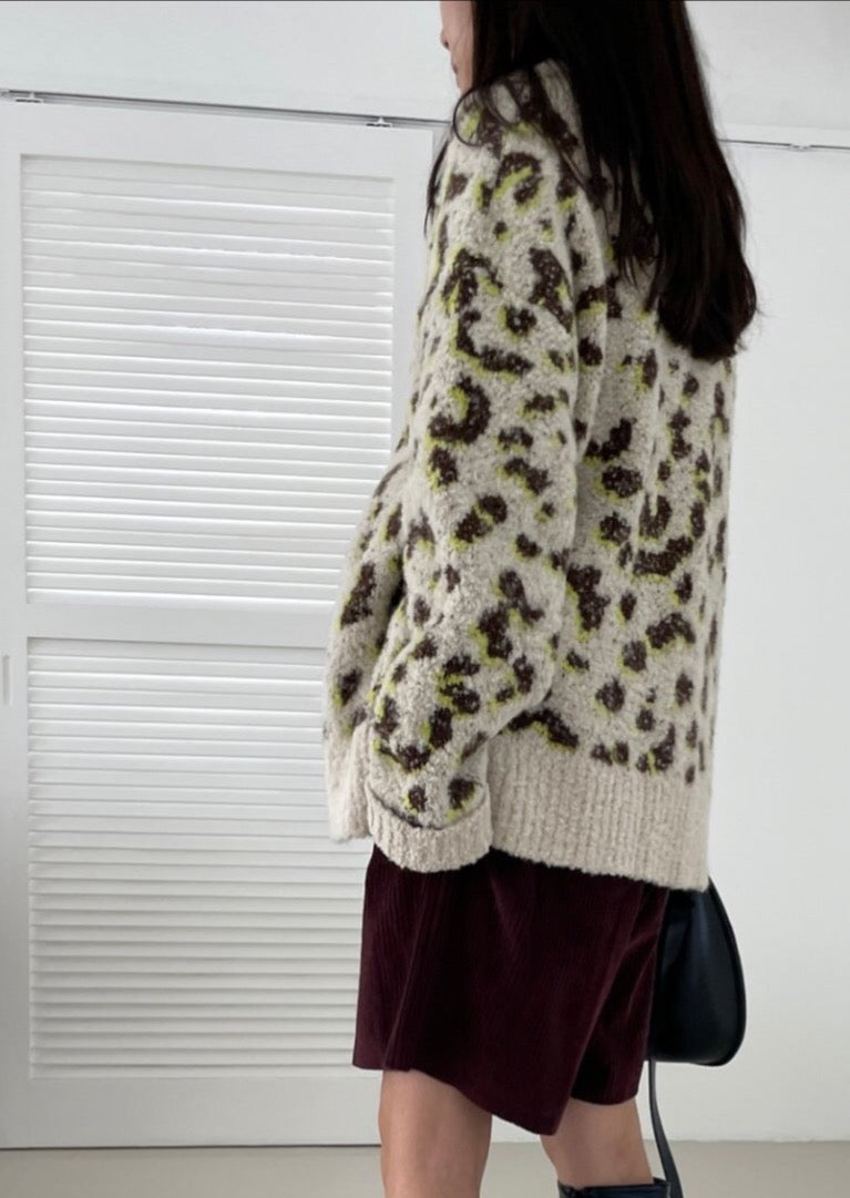 Leopard Jacquard Cardigan