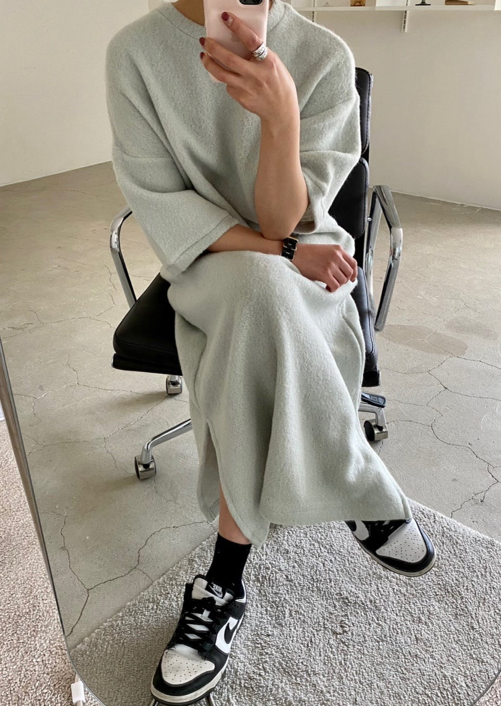 Boucle Knit Maxi Tunic Dress