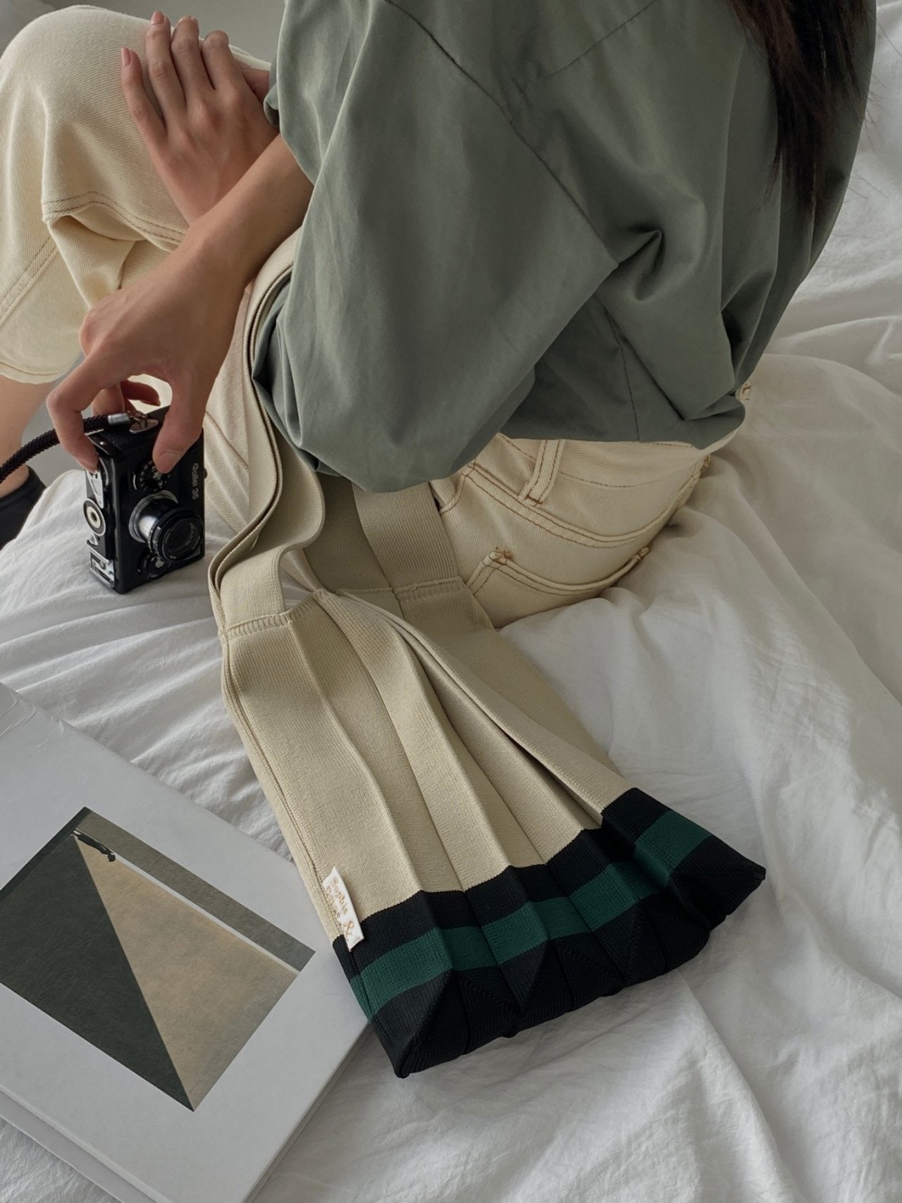 Small Stripe Pleats Tote