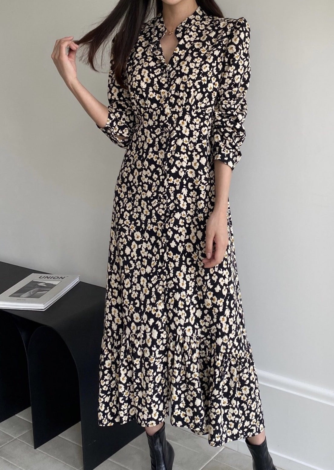 Pansy Printed Shirt Dress