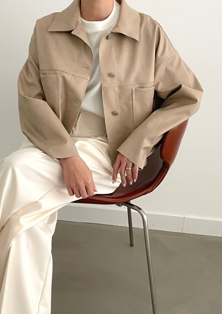 Faux Leather Cropped Shirt Jacket