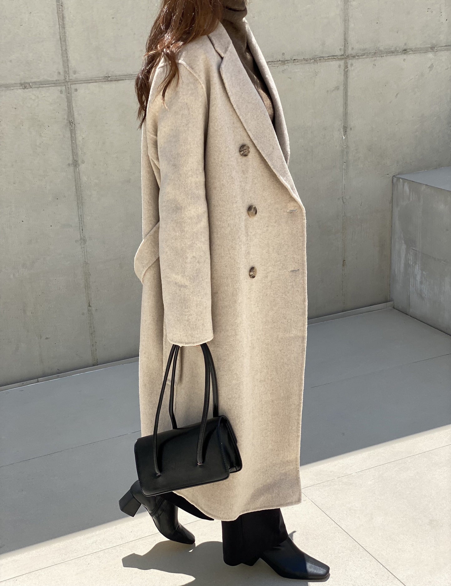 Wool Double Breasted Handmade Coat -only 1 in Black left