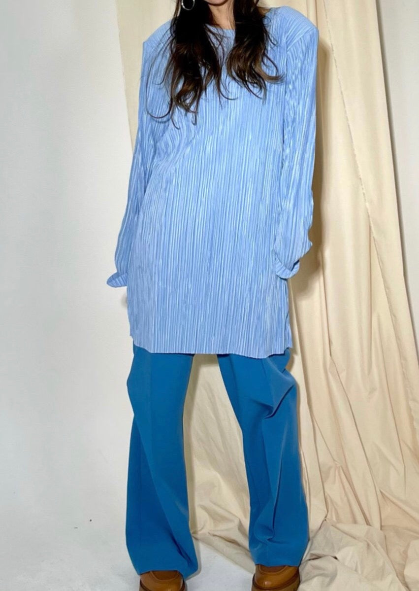 Micro Pleats Shift Dress