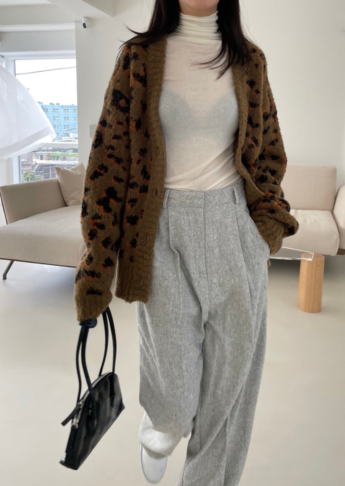 Leopard Jacquard Cardigan