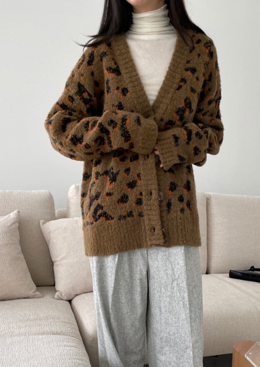 Leopard Jacquard Cardigan