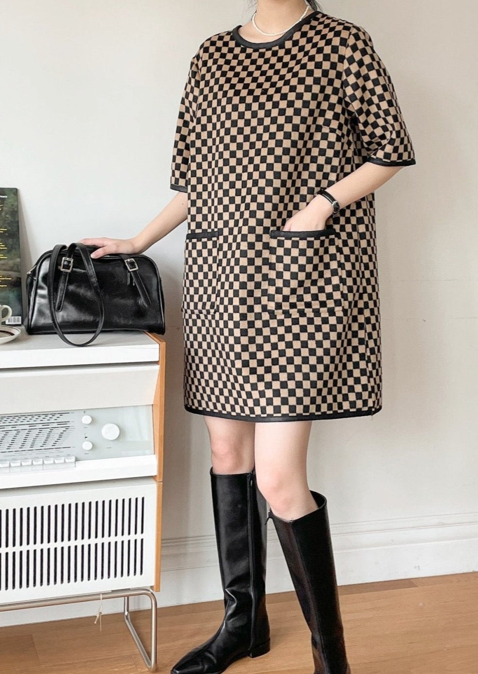Checkerboard Shift Dress