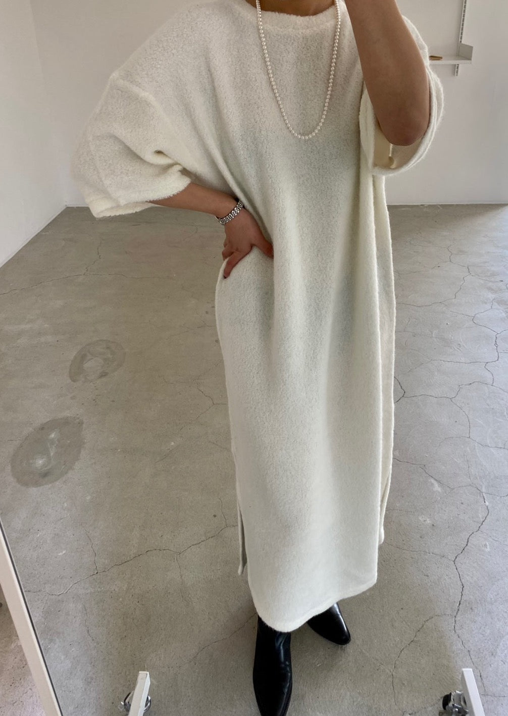 Boucle Knit Maxi Tunic Dress