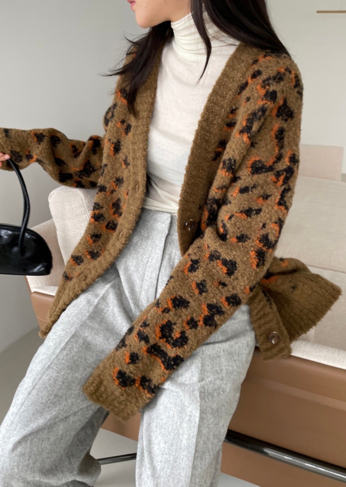 Leopard Jacquard Cardigan
