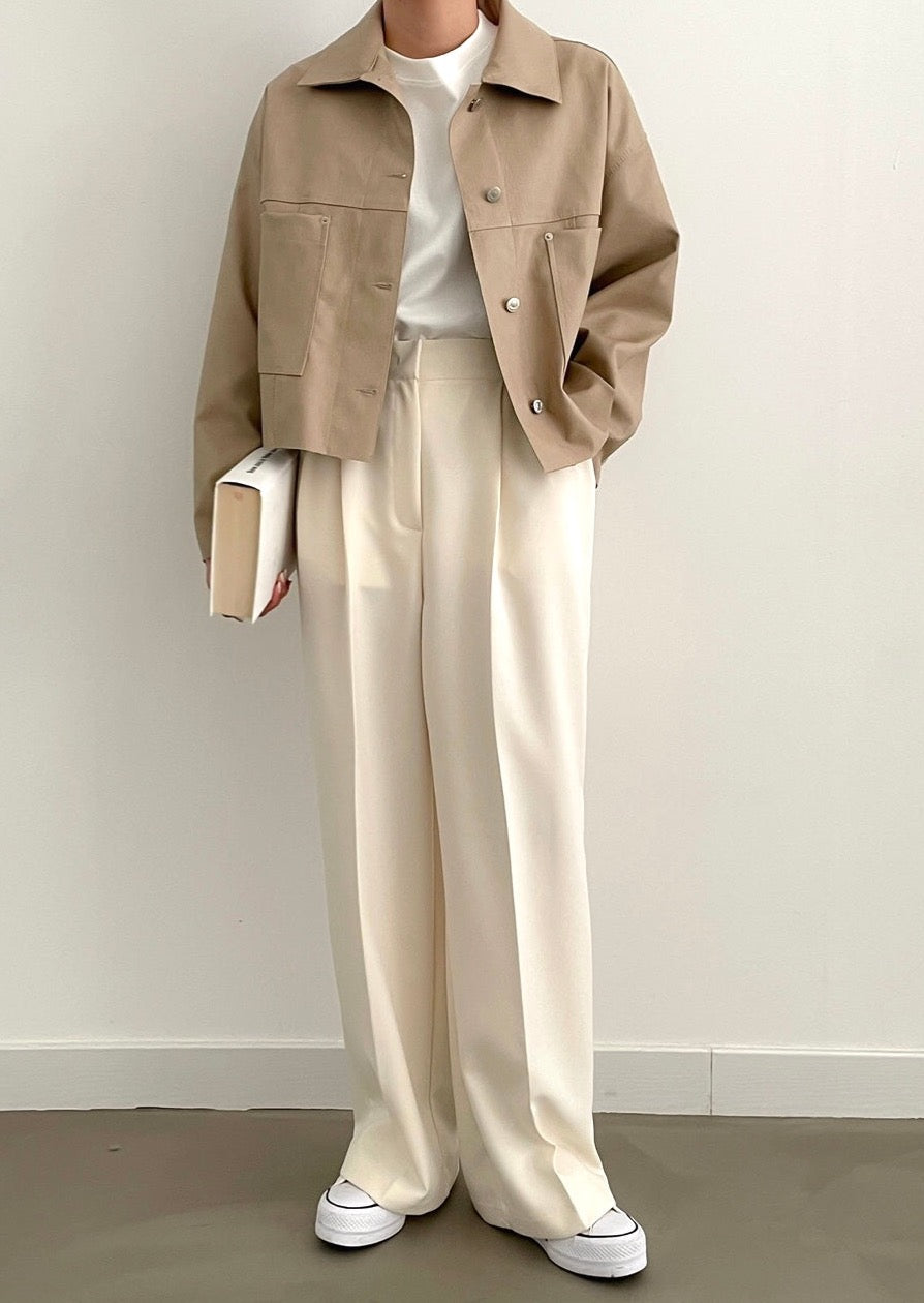 Faux Leather Cropped Shirt Jacket