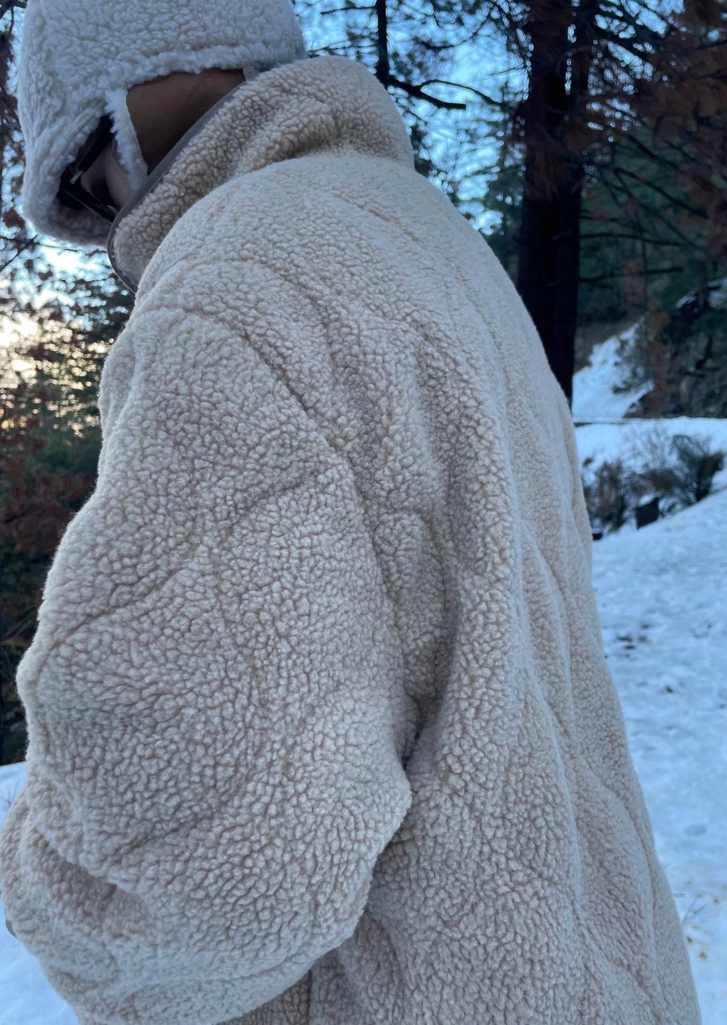 Reversible Quilted Nylon / Faux shearling Jacket